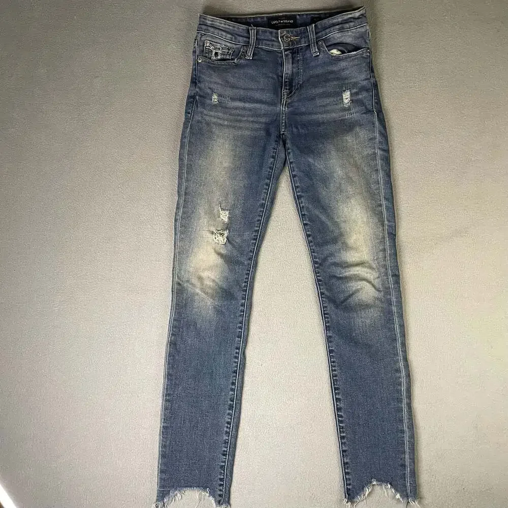 Lucky Brand Women's Distressed Mid-Rise blue Skinny Jeans Size 0/25
